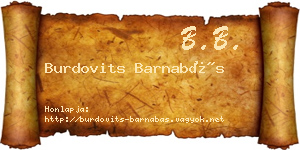 Burdovits Barnabás névjegykártya